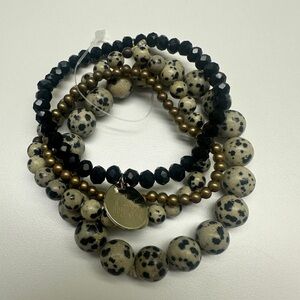 Marley Lilly Black and Gold Beaded Bracelet Set - NWT